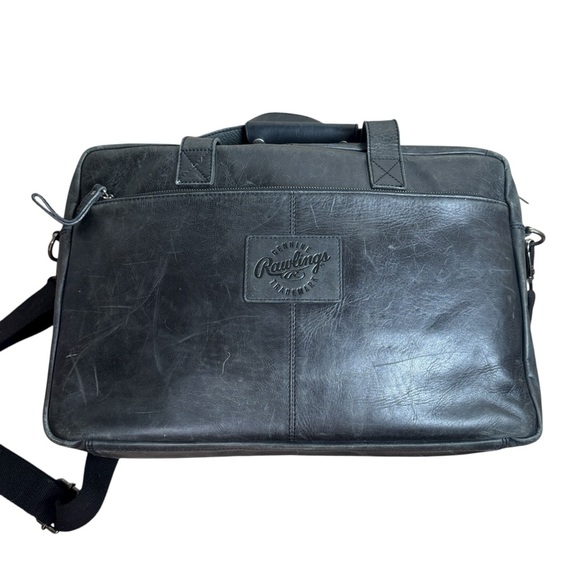 Rawlings Leather Ace Messenger Bag | Distresseed Black Leather | Good Condition - Picture 2 of 11